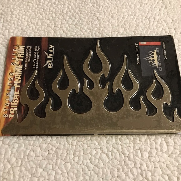 Bully Stick-on Tribal Flame Trim Stainless Steel Decal Mirror Polished T-304 Fla - Picture 4 of 16
